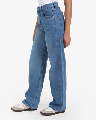 Wide Leg Sky Blue Casual Jeans