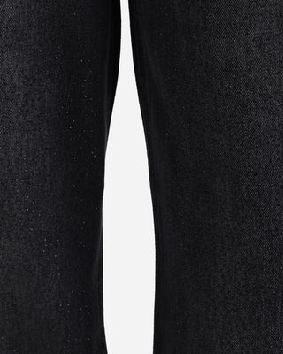 Wide Leg Black Rhine Stone Casual Jeans
