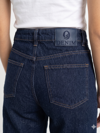 Wide Leg Dark Blue Casual Jeans
