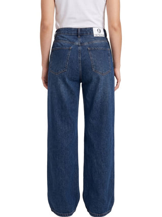 Wide Leg Dark Blue Casual Jeans
