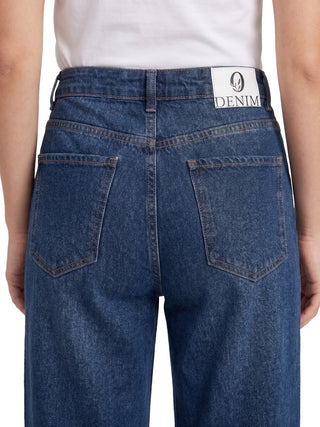 Wide Leg Dark Blue Casual Jeans