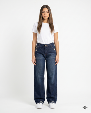 Straight Dark Blue Casual Jeans