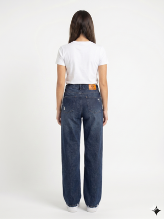 Straight Dark Blue Casual Jeans