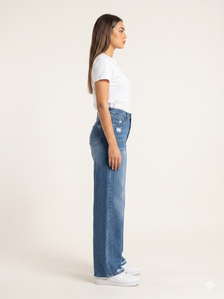 Straight Blue Casual Jeans
