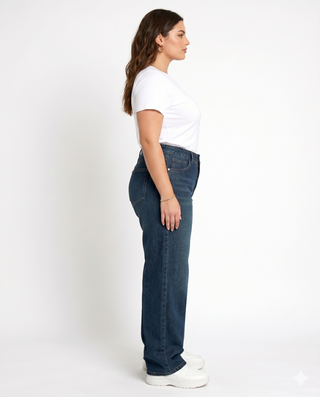 Wide Leg Big Size Dirty Navy Casual Jeans