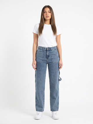 Straight Fit With Back Stripe Light Blue Casual Jeans