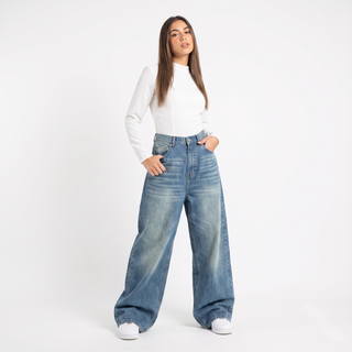 Mega Baggy Dirty Light Blue Casual Jeans