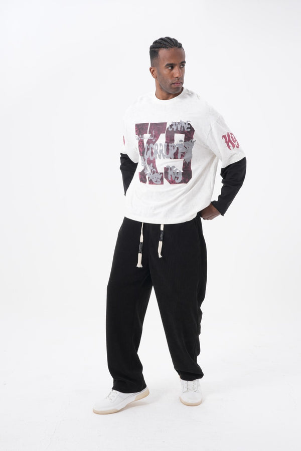 Baggy Black Casual Velvet