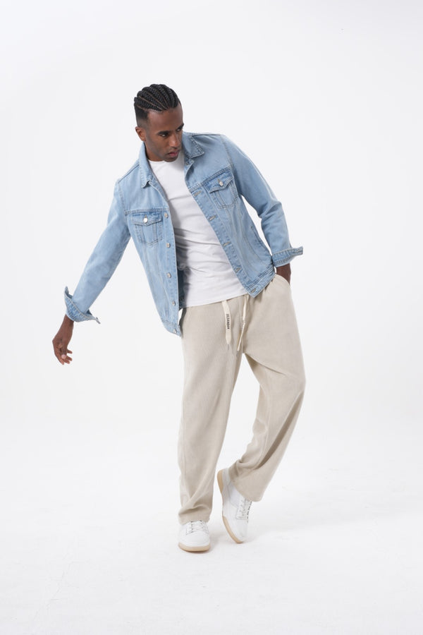 Baggy Beige Casual Velvet