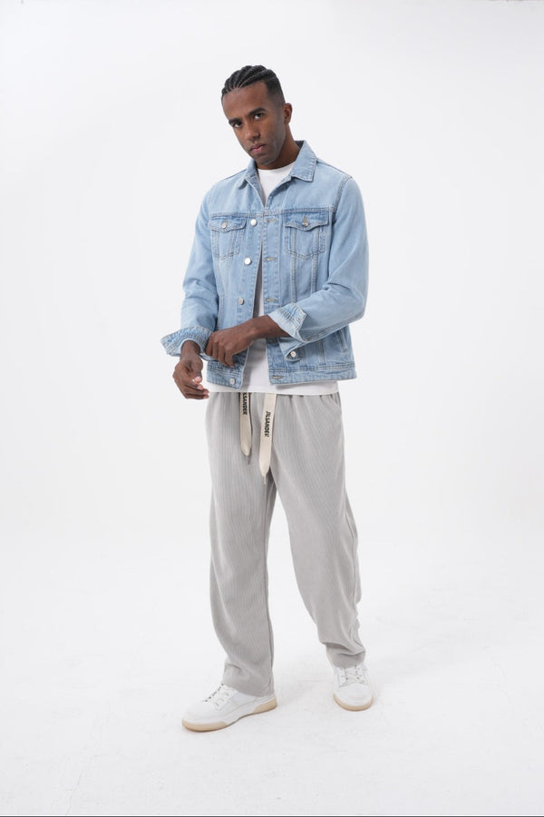 Baggy Light Grey Casual Velvet